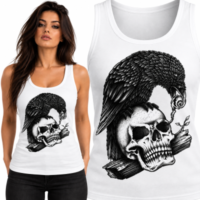 TANK TOP DAMSKI HORROR SKULL CROW